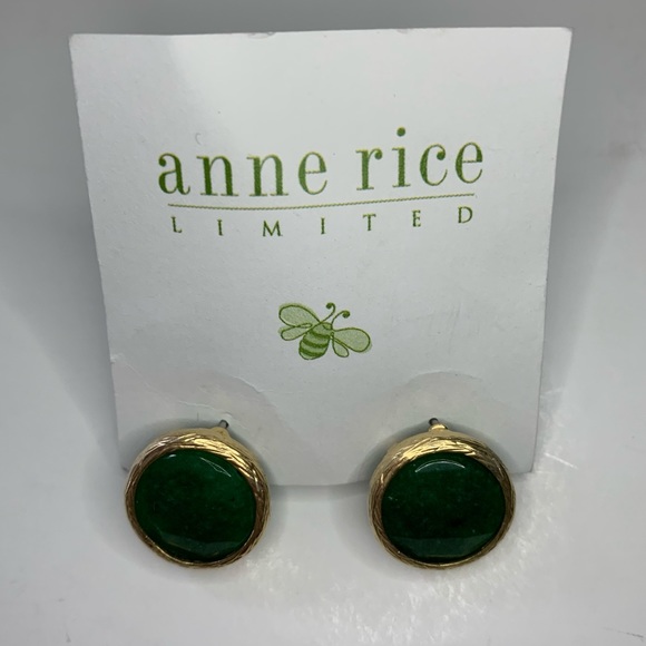 Anne Rice Green Gold Circle Earrings - Picture 1 of 4
